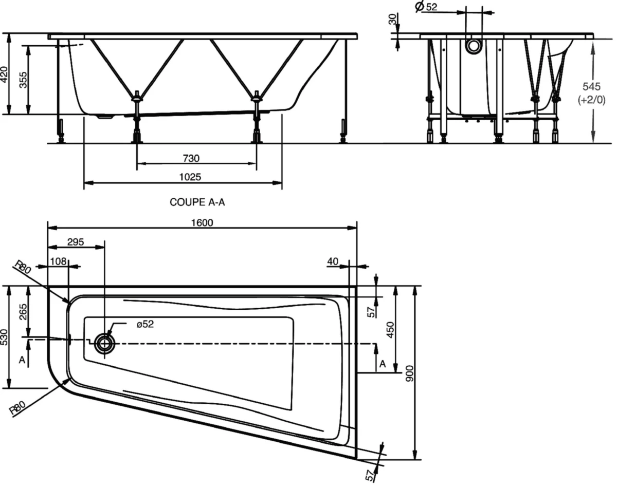 Baignoire Asymétrique Odéon Up - 160 X 90 Cm - Version Droite - JACOB DELAFON 3 Baignoire Asymétrique Odéon Up - 160 X 90 Cm - Version Droite - JACOB DELAFON – Image 3